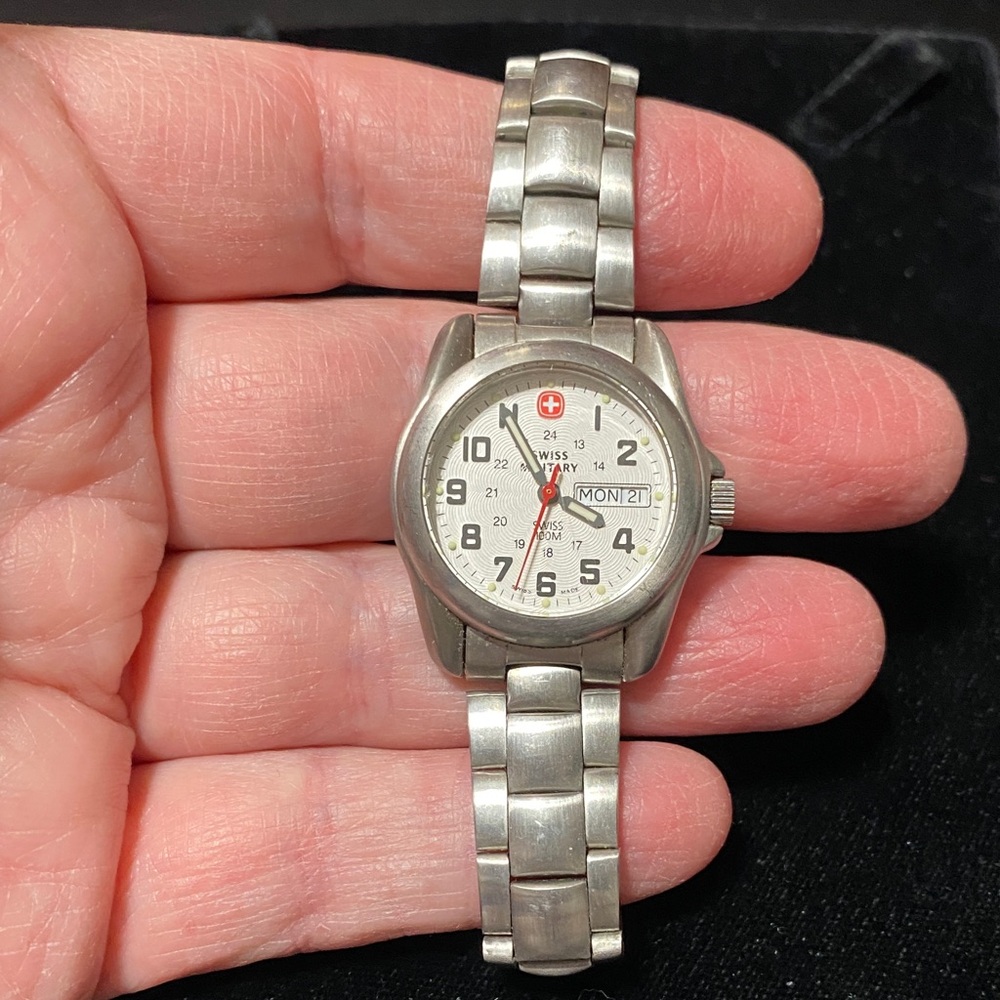 Silver vintage Swiss Military Stainless Steel Watch - Picture 1 of 12